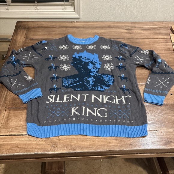 Men's NEW Game of Thrones Silent Night King Ugly Christmas Sweater XL HBO Merch - Picture 1 of 8